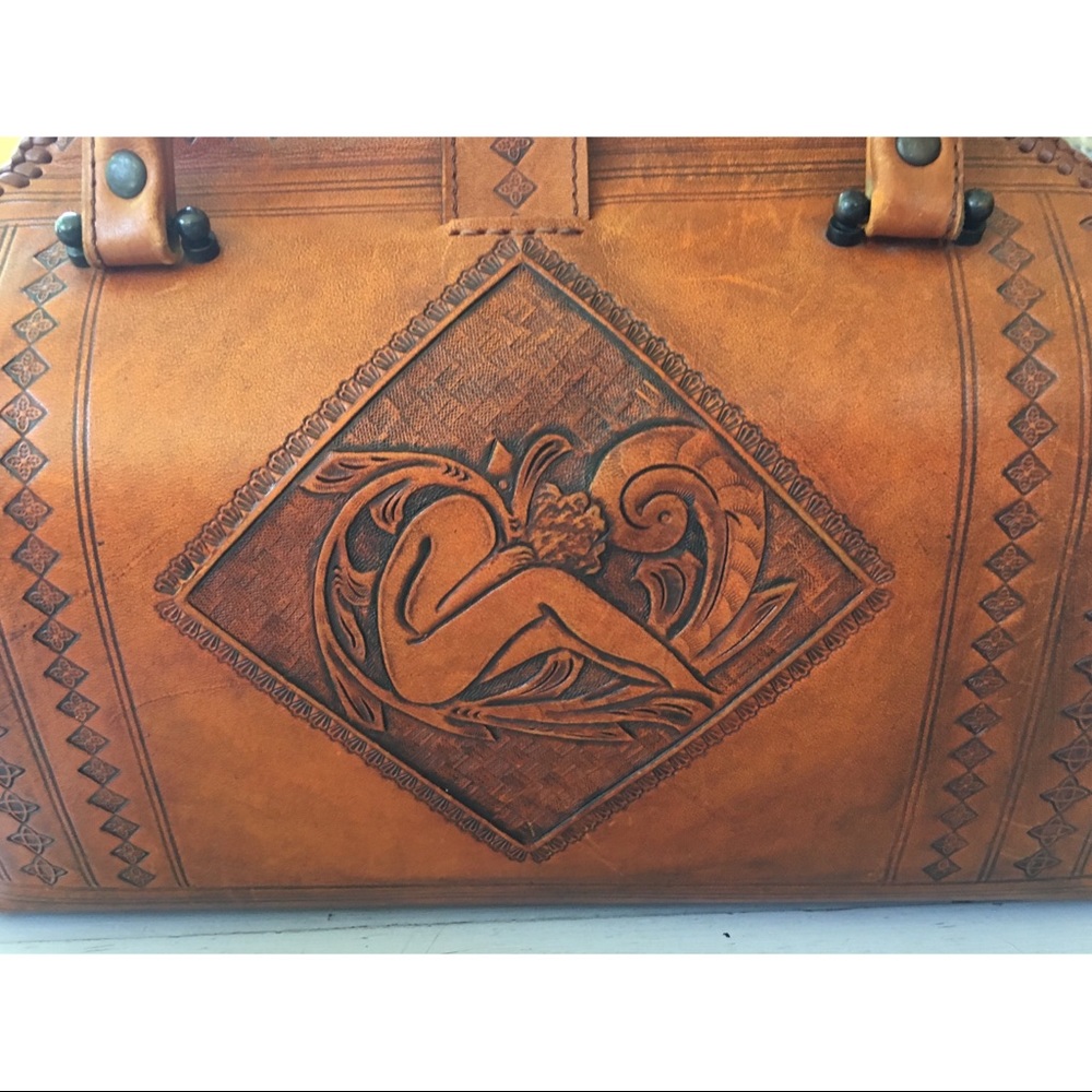 πSOLDπ Vintage Tooled Leather Bag - Picture 5 of 8